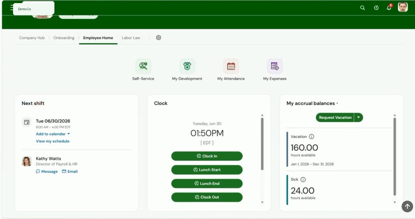UKG Ready people dashboard showing employee and workforce information