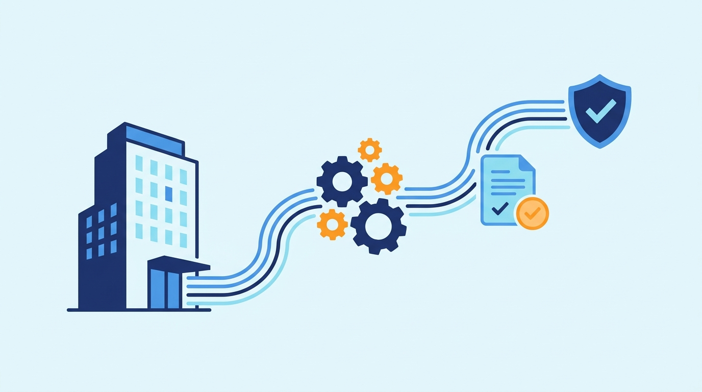 Flat vector payroll outsourcing workflow for a mid-market employer